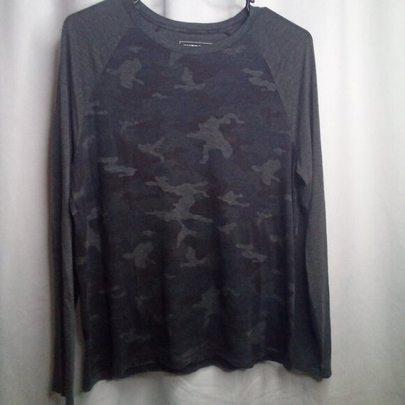 Express Shirt M Women Long Sleeve Stretch Thermal Camo Gray Black - Picture 14 of 15